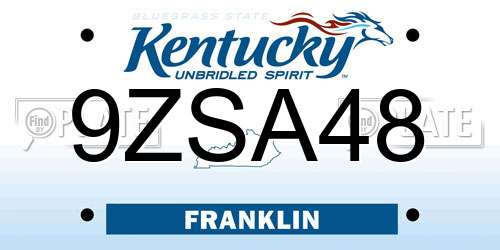 9ZSA48 Kentucky License Plate