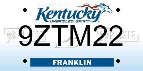 9ZTM22 Kentucky License Plate