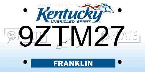 9ZTM27 Kentucky License Plate
