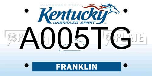 A005TG Kentucky License Plate