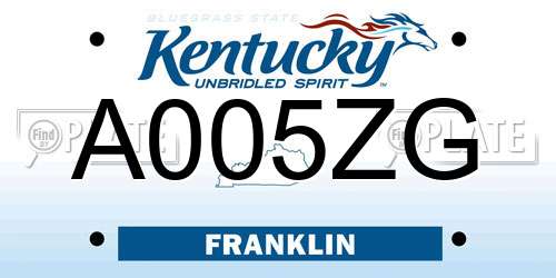 A005ZG Kentucky License Plate