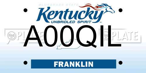 A00QIL Kentucky License Plate