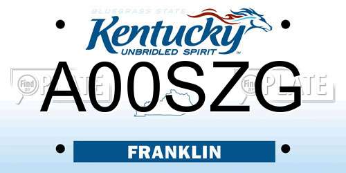 A00SZG Kentucky License Plate