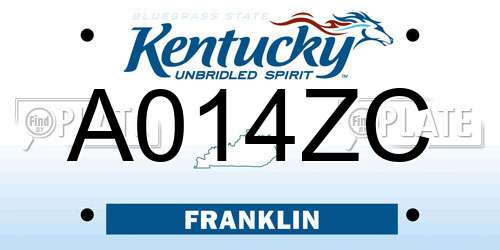 A014ZC Kentucky License Plate