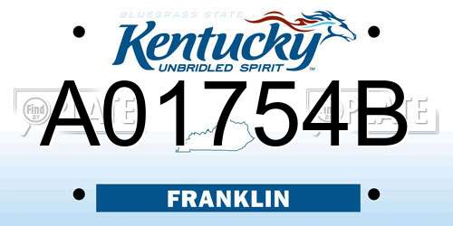A01754B Kentucky License Plate
