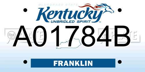 A01784B Kentucky License Plate