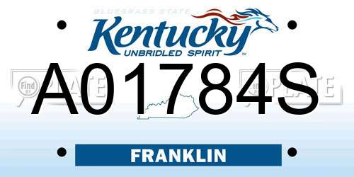 A01784S Kentucky License Plate