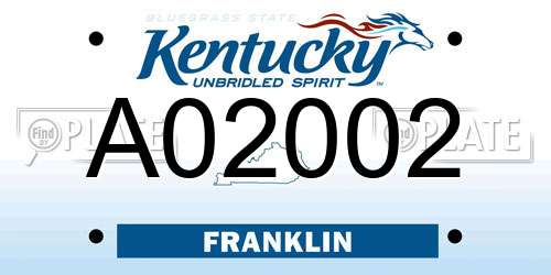 A02002 Kentucky License Plate