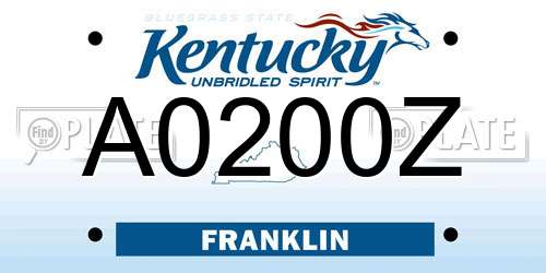 A0200Z Kentucky License Plate