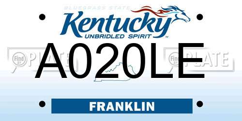 A020LE Kentucky License Plate