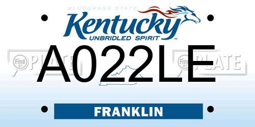 A022LE Kentucky License Plate