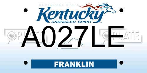 A027LE Kentucky License Plate