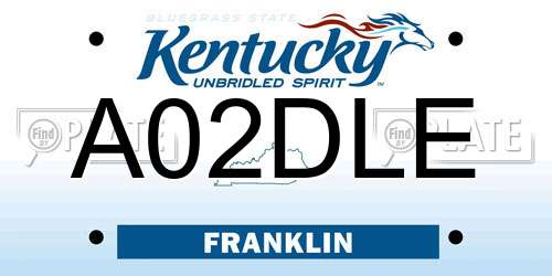 A02DLE Kentucky License Plate