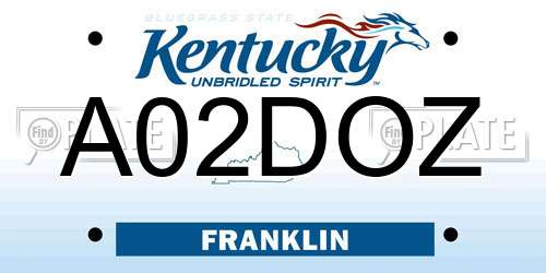 A02DOZ Kentucky License Plate