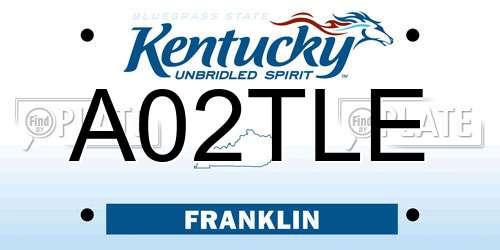 A02TLE Kentucky License Plate