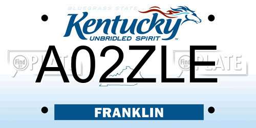 A02ZLE Kentucky License Plate