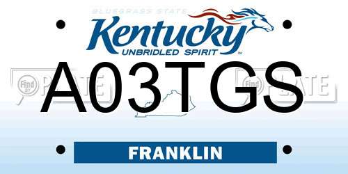 A03TGS Kentucky License Plate