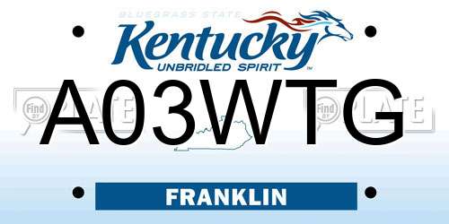 A03WTG Kentucky License Plate
