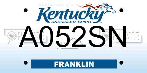 A052SN Kentucky License Plate