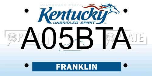 A05BTA Kentucky License Plate