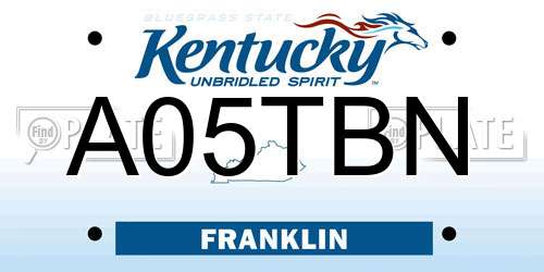 A05TBN Kentucky License Plate
