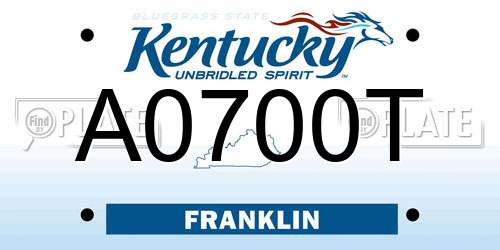 A0700T Kentucky License Plate