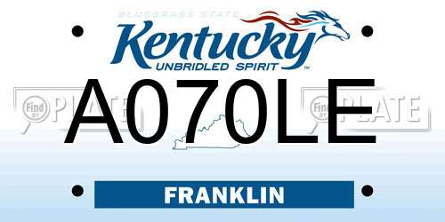 A070LE Kentucky License Plate