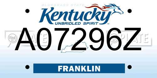 A07296Z Kentucky License Plate