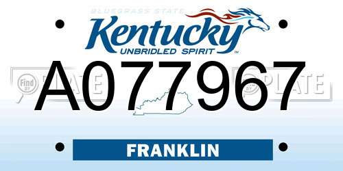 A077967 Kentucky License Plate
