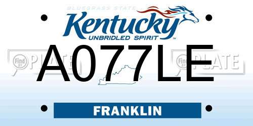 A077LE Kentucky License Plate