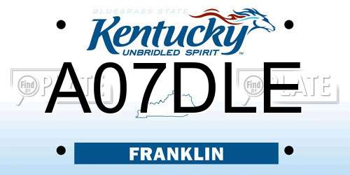 A07DLE Kentucky License Plate