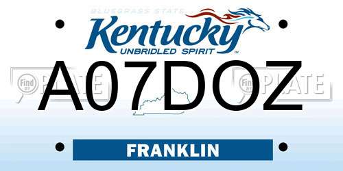 A07DOZ Kentucky License Plate