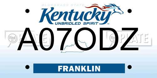 A07ODZ Kentucky License Plate