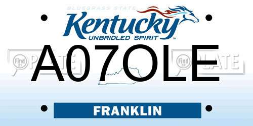 A07OLE Kentucky License Plate