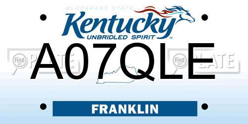 A07QLE Kentucky License Plate