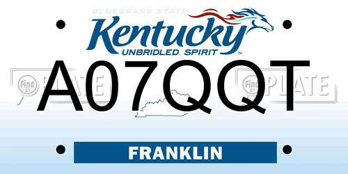 A07QQT Kentucky License Plate