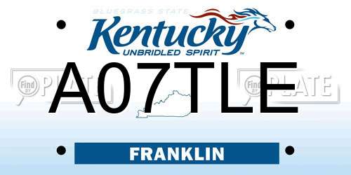 A07TLE Kentucky License Plate