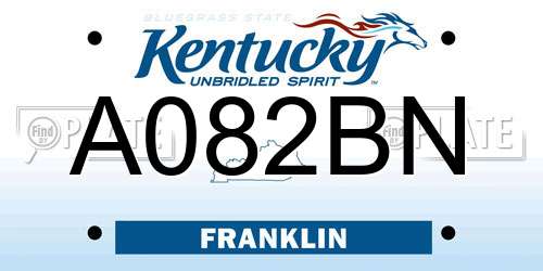 A082BN Kentucky License Plate