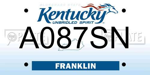 A087SN Kentucky License Plate