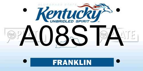 A08STA Kentucky License Plate