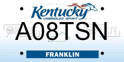 A08TSN Kentucky License Plate