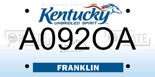 A092OA Kentucky License Plate