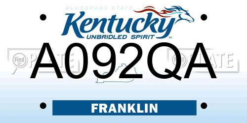 A092QA Kentucky License Plate