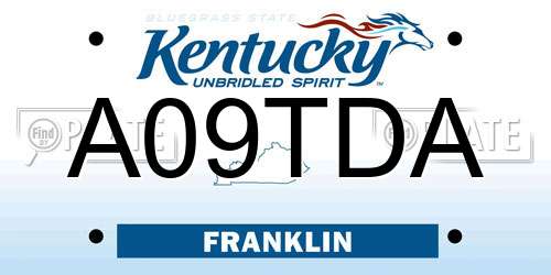 A09TDA Kentucky License Plate