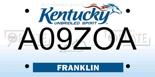 A09ZOA Kentucky License Plate