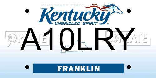 A10LRY Kentucky License Plate