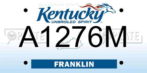 A1276M Kentucky License Plate