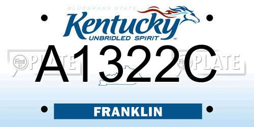 A1322C Kentucky License Plate