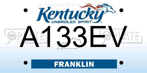 A133EV Kentucky License Plate