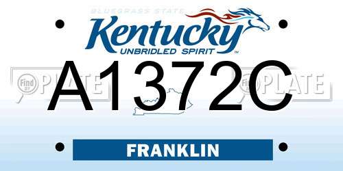 A1372C Kentucky License Plate